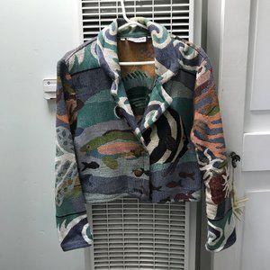 Vintage Funky, Aquatic Knit Jacket. USA made